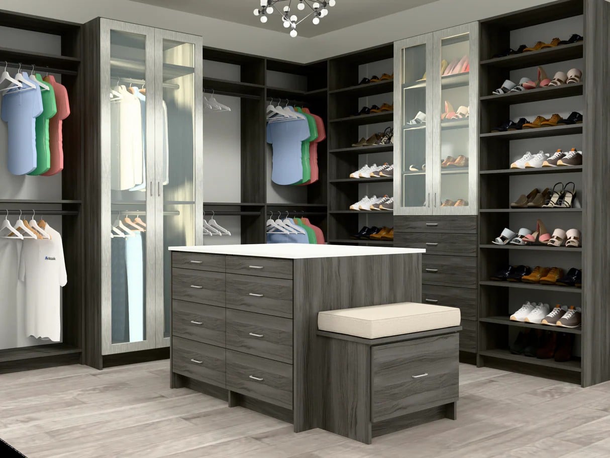 Walk-in closet with island